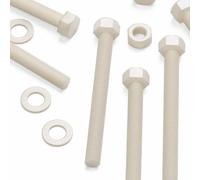 10x Natural Nylon Hex Head, M10 x 100mm, Plastic Nuts and Bolts, Washers, Hexagon, Nylon