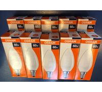 10X OSRAM Light Bulb 60W E14 230V MATT Candle Lamp DIMMABLE [EEK: G]
