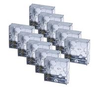 10x Pack 1 Gang Single 25mm Metal Back Box Electrical Socket Switch Recessed Wall Pattress 1G Flush Mount BS EN 60670 5733 UK Standard Brass Earth Screw Galvanised Steel - 10 Pack Multi-Buy