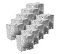 10x Pack 1 Gang Single 47mm Metal Back Box Electrical Socket Switch Recessed Wall Pattress 1G Flush Mount BS EN 60670 5733 UK Standard Brass Earth Screw Galvanised Steel - 10 Pack Multi-Buy