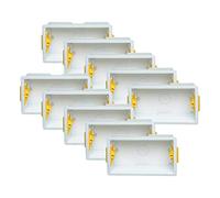 10x Pack Double 2-Gang 47mm Dry-Lining Back Box Electrical Wall Knockout Recessed Flush Mount Deep Pattress Dry Lining Partition Walls Switches Sockets Fused Spur Euro Module Faceplates - Yellow