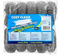 10x Pack Large Galvanised Steel Heavy Duty Scourers for Catering Cleaning Supplies - Especially for Tough Cleaning