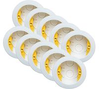 10x Pack Round 35mm Dry-Lining Back Box Electrical Wall Knockout Recessed Flush Mount Deep Pattress Dry Lining Partition Walls Switches Sockets Fused Spur Euro Module Faceplates - Yellow