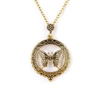 10X Portable Vintage Magnifying Glass Pendant Monocle for Reading Crafts Working Inspection Exploring (Butterfly)