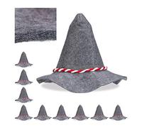 10x Premium Seppl Hat Made of 6 mm Thick Quality Felt, With Red-white Cord, Bavarian Felt Hat, Wide Rim, Grey