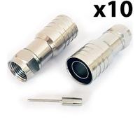 Loops 10x PRO Outdoor CT165 / WF165 F-Type Male Hex Crimp Connector Plug - Thick Coax Cable