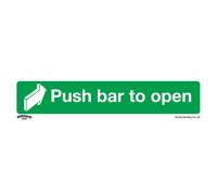 10x PUSH BAR TO OPEN Health & Safety Sign Self Adhesive 300 x 70mm Sticker