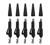 10x Quick Change Hybrid Clips with Tail Rubbers - Carp Fishing Terminal Tackle Set | Anti-Tangle Lead Clip System for Rigs & Swivels (Brown)