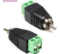 10X Rca Phono Male Screw Terminal Connector No Solder Cable End Plug Cctv Audio