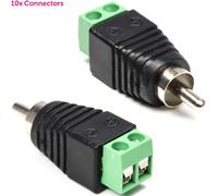 10x RCA Phono Male Screw Terminal Connector No Solder Cable End Plug CCTV Audio