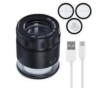 10X Rechargeable Jewelers Loupe Magnifier with LED Lights & 3 Reticle Scales, 25mm Field of View, Adjustable Focus Eye Loupe Magnifier LED Scale Loupe for Gems, Coins, Watch, Stamps, Plants