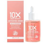10x Renewal Serum, 30ml/1 fl oz - Contains niacinamide, rose extract, and copper peptides to firm and brighten skin. Lightweight texture, absorbs quickly.