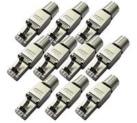 10x RJ45 CAT6a Connectors & Boots -Tool-less Colour Coded Easy Wiring- Metal FTP Shielded Outdoor/External Ethernet Plugs - Network Data Router Replacement Cable Ends - Quality Strong Construction