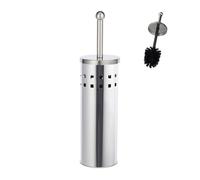 10x Round WC Accessory Set, Toilet Brush with Holder, Exchangeable Brush Head