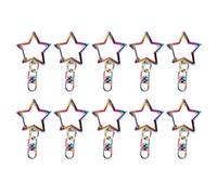 10x/Set Heart Star Keychain Lobster Clasp Lanyard with Keyring Car for Key Chain Rainbow Metal Hook Open Bezel Ear Studs Men
