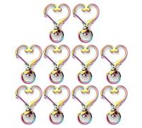 10x/Set Heart Star Keychain Lobster Clasp Lanyard with Keyring Car for Key Chain Rainbow Metal Hook Open Bezel Ear Studs Men