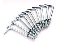 10x Silver Screw-in Dresser Hooks - 38mm/1.5" Square Shouldered L Shape Cup Hangers