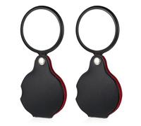 10X Small Magnifying Glass, 2PCS Pocket Pocket Magnifier Rotating 50mm Folding Magnifier with Protective Sheath Portable Mini Magnifying Glass for Seniors Reading, Jewelry, Inspection (Black)