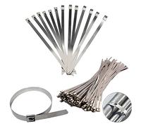 10x Stainless Steel Cable Ties Wraps 316 Marine Grade Metal Locking Cable Ties