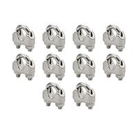 10x Stainless Steel Wire Rope Grip Clip Cable Clamp 6mm Fastener U-Shaped Bolt Clamp Silver Tone