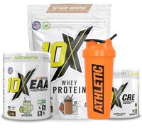 10X Starter Stack - Premium Whey Protein, EAA + Electrolytes, Creatine & Shaker Bundle | Muscle Growth, Recovery & Hydration Pack | Informed Choice Approved | Strawberry Milkshake & Appletize