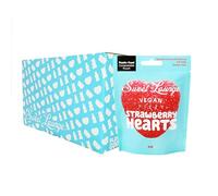 10x Sweet Lounge Vegan Strawberry Hearts Pouch | 10x 65g Pouches | Plastic free compostable packaging. Natural Colours & Flavours | Gluten-Free. Vegan