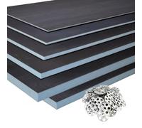 10x Tile Backer Board Insulation XPS Foam Waterproof Cement Coat + 150 Washers 1200x600mm Underfloor Heating Underlay (1200x600x20mm)