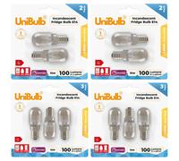10X Unibulb Pygmy E14 100Lm 15W 2800K (Warm White) Incandescent Dimmable Light Bulbs For Fridge, Freezer, Oven, & Salt Lamps