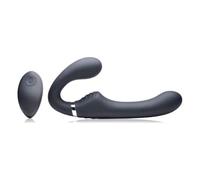 10X Vibrating Silicone Strapless Strap-on - Black