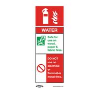 10x WATER FIRE EXTINGUISHER Safety Sign - Rigid Plastic 75 x 210mm Warning