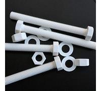 10x White Hex Head Screws Polypropylene (PP) Plastic Nuts and Bolts, Washers, M10 x 100mm, Acrylic, Water Resistant, Anti-Corrosion, Chemical Resistant, Strong.