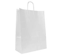10x White Paper Gift Bags with Twisted Handles - 18cm x 22cm x 8cm