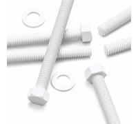 10x White PP Hex Head Plastic Screws & Bolts M10 x 100mm, Nuts & Washers