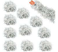 10x White/Silver Christmas Party Decoration Tinsel, Holographic Chunky Tinsel Size-2m
