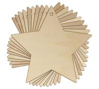 10x Wooden 5 Pointed Star Craft Shape in 3mm Ply(20 x 20cm,Hole Top Centre)