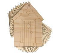 10x Wooden Beach Hut Dimond Window Craft Shapes 3mm Plywood Seaside Holiday(15 x 10.5cm,Hole Top Centre)