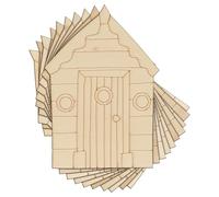 10x Wooden Beach Hut Round Windows Craft Shape 3mm Ply Seaside Holiday(15 x 10.5cm,No Hole)
