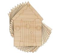 10x Wooden Beach Hut Round Windows Craft Shape 3mm Ply Seaside Holiday(20 x 14cm,Hole Top Centre)