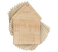 10x Wooden Beach Hut Square Window Craft Shape 3mm Ply Seaside Holiday(18 x 12.6cm,Hole Top Centre)