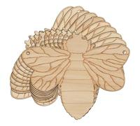 10x Wooden Bee Detailed Craft Shape 3mm Ply Insect Wildlife(12 x 14.9cm,2 Holes Top Corners)