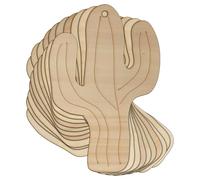 10x Wooden Cactus Comic Craft Shape 3mm Ply Desert Mexican Plant Tree Prickly(10 x 6.6cm,Hole Top Centre)