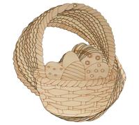 10x Wooden Easter Basket with Eggs Craft Shape 3mm Ply Hunt Bunny(12 x 8.9cm,Hole Top Centre)