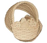 10x Wooden Easter Basket with Eggs Craft Shape 3mm Ply Hunt Bunny(18 x 13.3cm,No Hole)