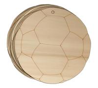 10x Wooden Football Craft Shapes 3mm Plywood Sports Ball Soccer(12 x 12cm,Hole Top Centre)