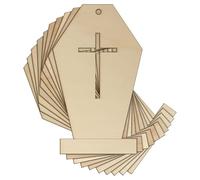 10x Wooden Grave Stone Coffin Cross Craft Shape 3mm Ply Halloween Death(6 x 4.2cm,Hole Top Centre)