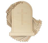 10x Wooden Grave Stone Round Broken Craft Shape 3mm Ply Halloween Death(5 x 3.5cm,Hole Top Centre)