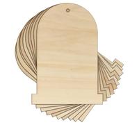 10x Wooden Grave Stone Rounded Plain Craft Shape 3mm Ply Halloween Death(5 x 3.5cm,Hole Top Centre)