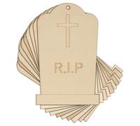 10x Wooden Grave Stone Scalloped RIP Cross Craft Shape 3mm Ply Halloween(5 x 3.5cm,Hole Top Centre)