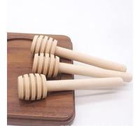 10x Wooden Honey Spoon Dipper Stick Drizzler Server for Maple Syrup Jam 8 cm, Natural Wood