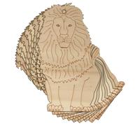 10x Wooden Lion African Male Sitting Craft Shape 3mm Ply Safari Animals(10 x 6cm,Hole Top Centre)